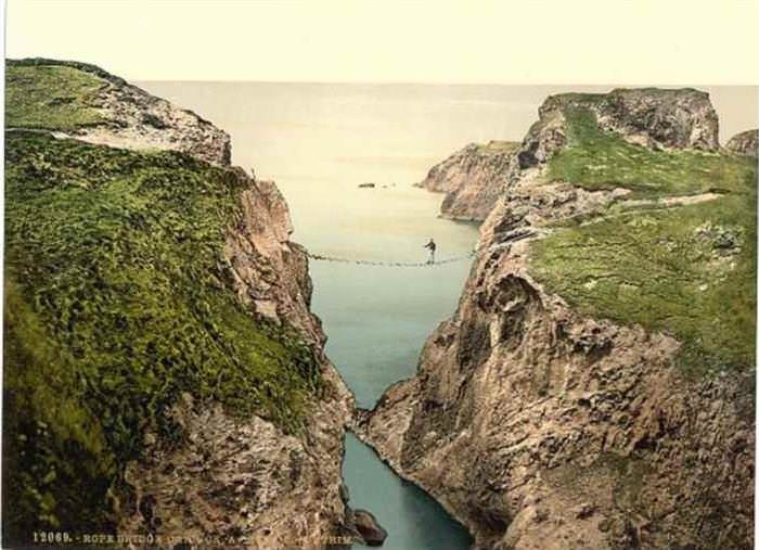 Imágenes De Irlanda De Hace 120 Años Puente de cuerda Carrick-a-Rede