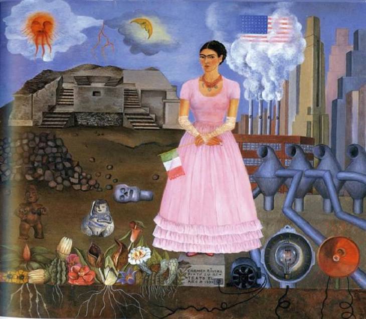 Pinturas de Frida Kahlo Autorretrato en la frontera entre México y Estados Unidos