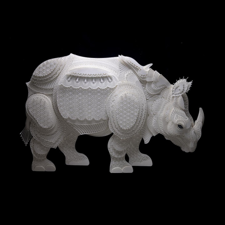 Obras De Arte De Animales Hechas Con Papel rinoceronte
