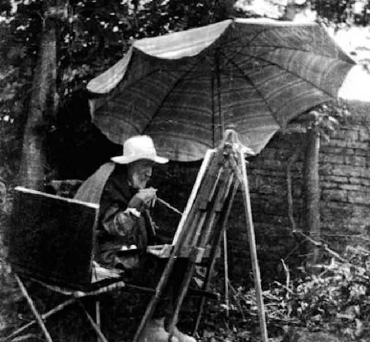 Un Pierre Auguste Renoir que sufre de artritis continúa pintando en su jardín en la década de 1910 