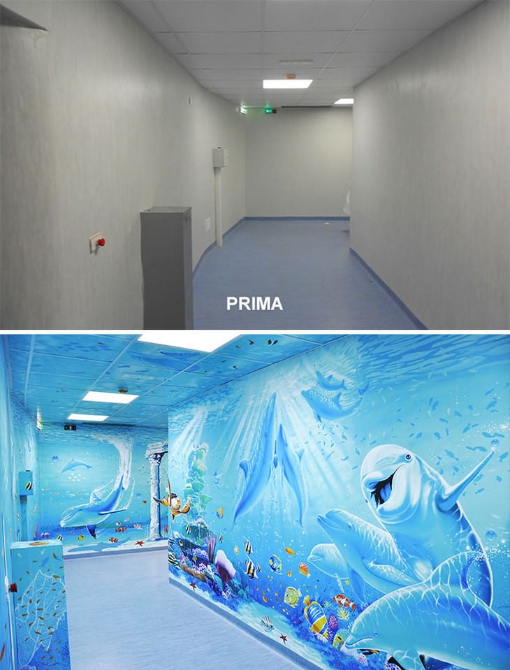 Hermosos murales en hospitales acuario