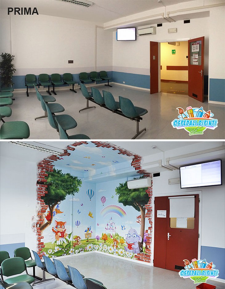 Hermosos murales en hospitales sala de espera en urgencias