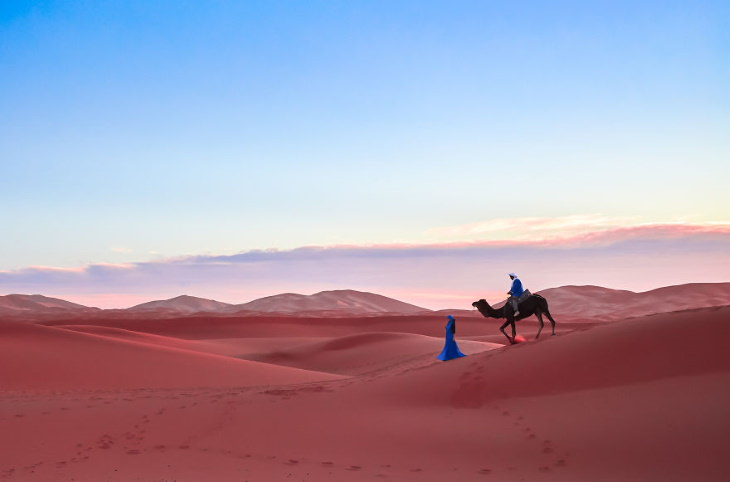 El desierto del Sahara ocupa alrededor del 30% del continente africano. En Marruecos, el desierto toma las tierras del extremo sureste