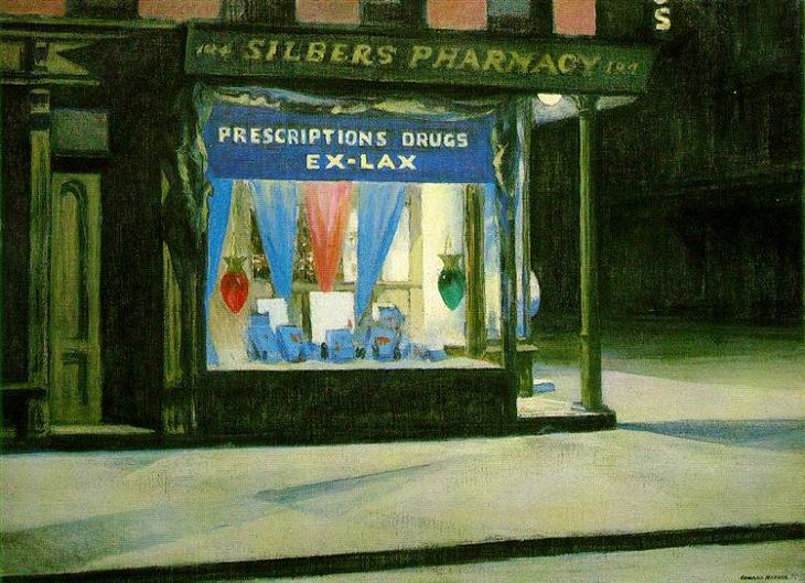 Pinturas de Edward Hopper Farmacia 1927