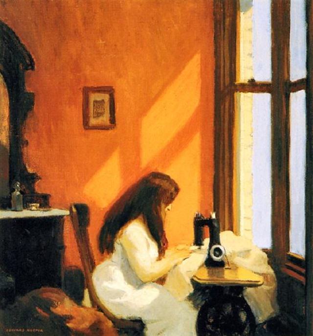 Pinturas de Edward Hopper Una mujer en una máquina de coser 1921