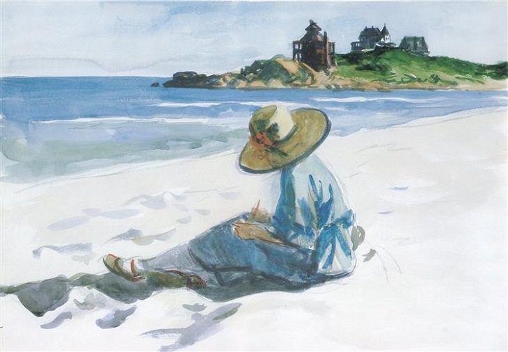 Pinturas de Edward Hopper Jo dibujando en la playa Good Harbour, 1923 