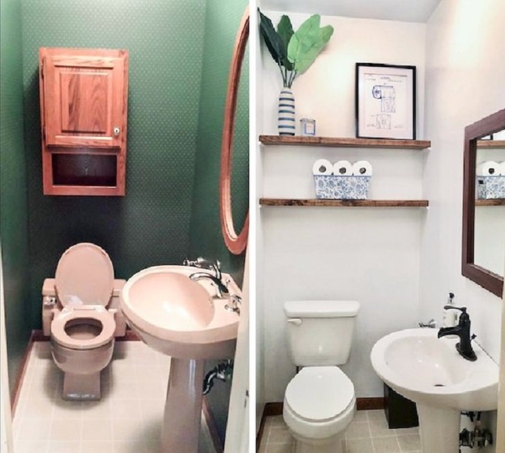 Antes y Después de renovaciones caseras transformación baño