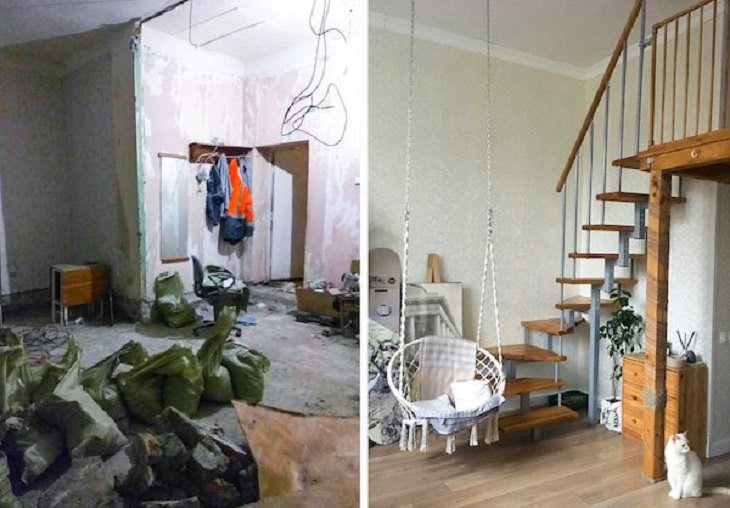 Antes y Después de renovaciones caseras transformación de escaleras