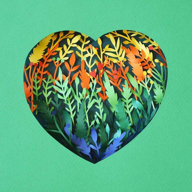 El Increíble Arte En Papel De Margaret Scrinkl corazón de colores