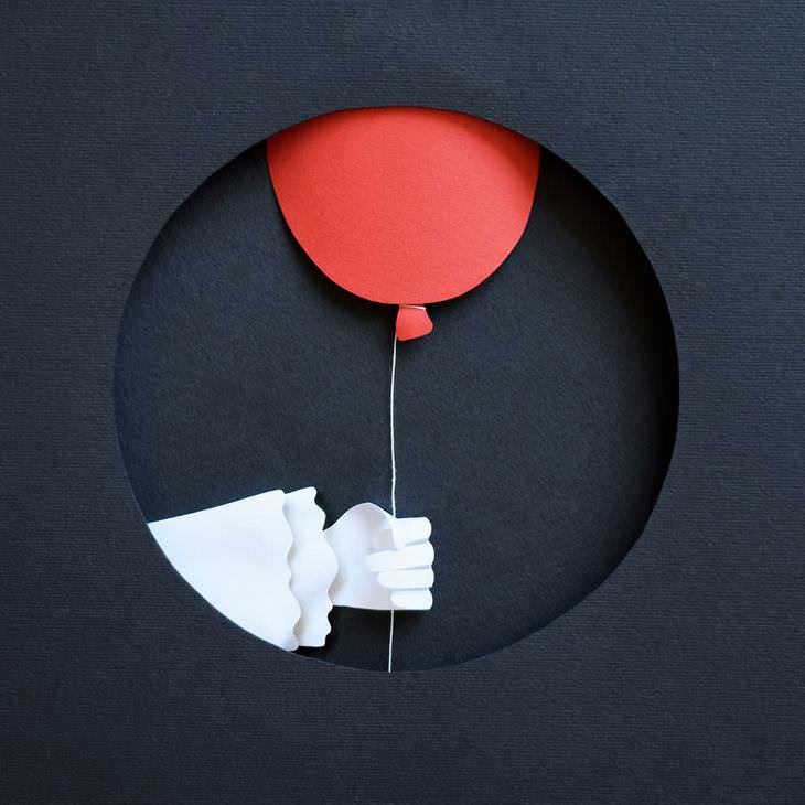 El Increíble Arte En Papel De Margaret Scrinkl globo rojo