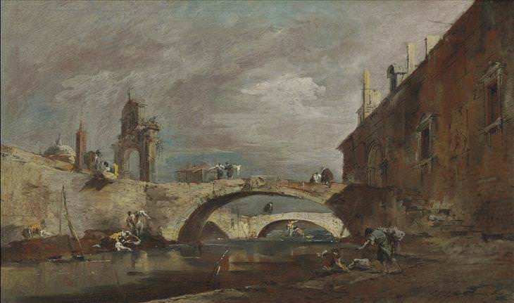 Francesco Guardi 1Capriccio con puentes sobre un canal