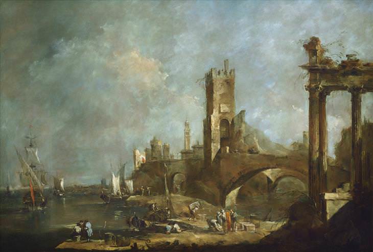 Francesco Guardi Un puerto de Capriccio (1760/1770)