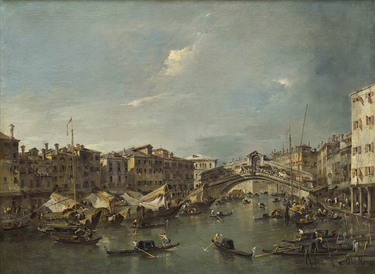 Francesco Guardi Gran Canal con el Puente de Rialto, Venecia  (1780)