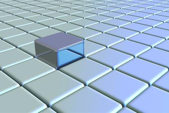 un cubo entre una superficie de cubos