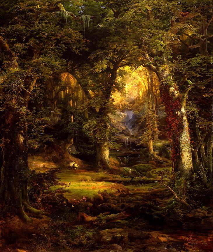 Pinturas de Thomas Moran Templo del bosque (1867)