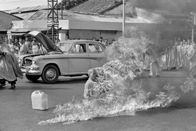 Buddhist monk burning
