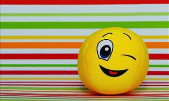 winky ball on striped background