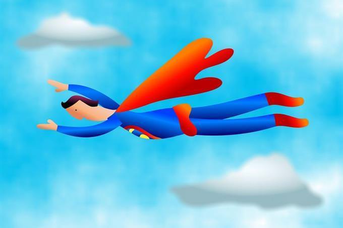Animated superman flying