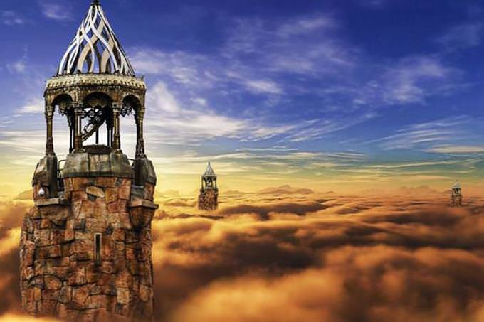 fantasy tower in the clouds