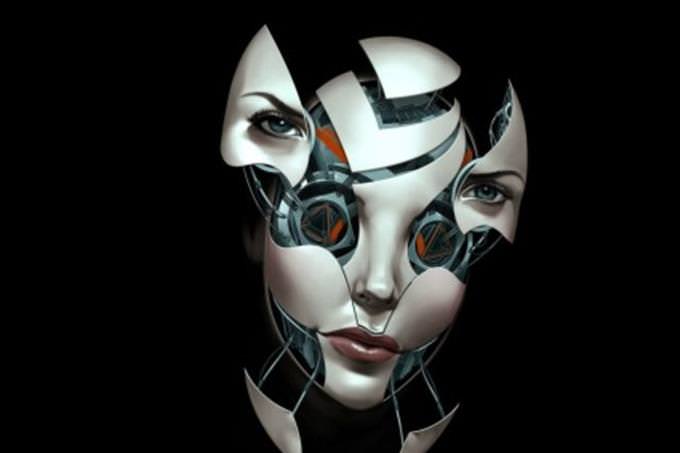 robotic fragmented face
