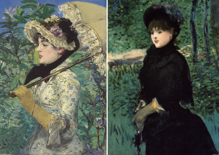 Arte Impresionista De Édouard Manet Le Printemps, 1881 (izquierda) y La Promenade, 1880 (derecha)