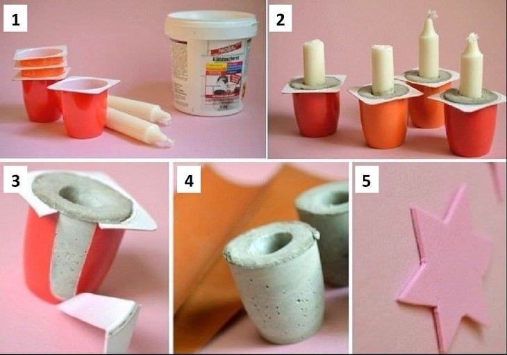 12 Objetos Únicos Con Cemento Que Puedes Hacer En Casa Candeleros piezas