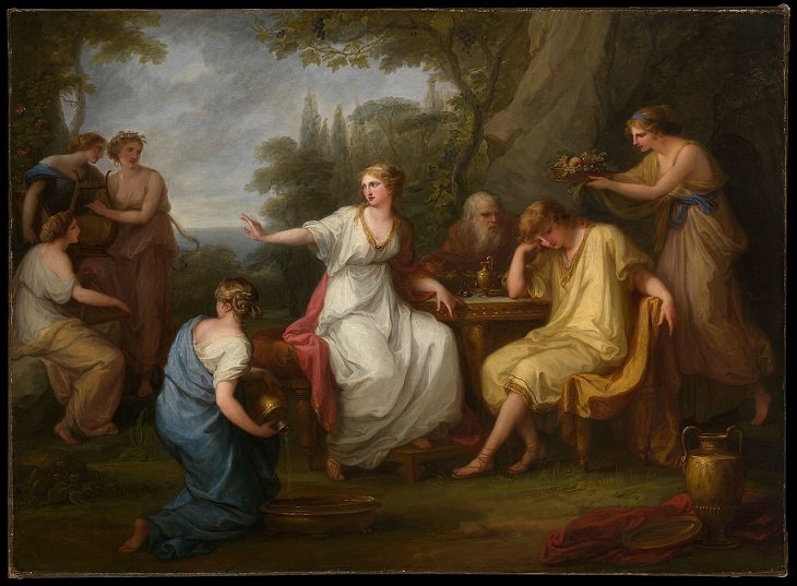 22 Pinturas Que Dieron Vida a Los Mitos y Leyendas Griegas "La tristeza de Telémaco", por Angélica Kauffman, 1783