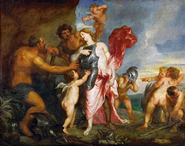 22 Pinturas Que Dieron Vida a Los Mitos y Leyendas Griegas "Thetis recibiendo las armas de Aquiles de Hefesto", por Anthony van Dyck, 1630-1632