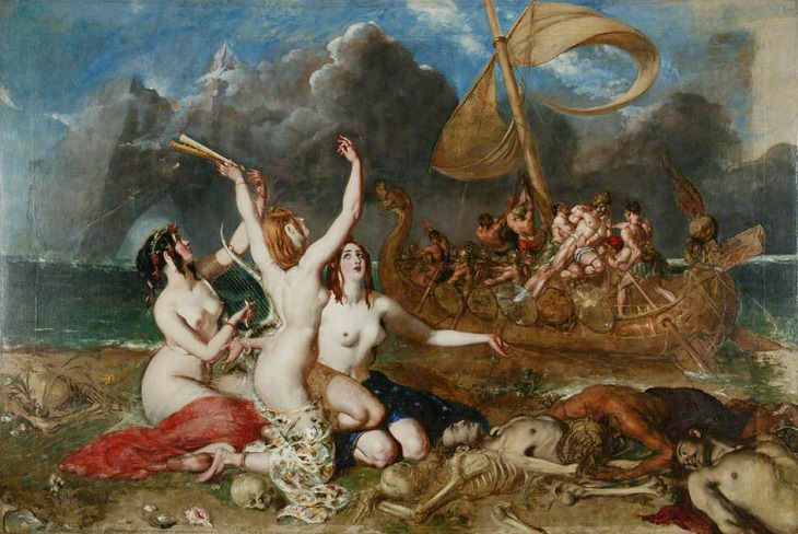 22 Pinturas Que Dieron Vida a Los Mitos y Leyendas Griegas "Las sirenas y Ulises", de William Etty, 1837