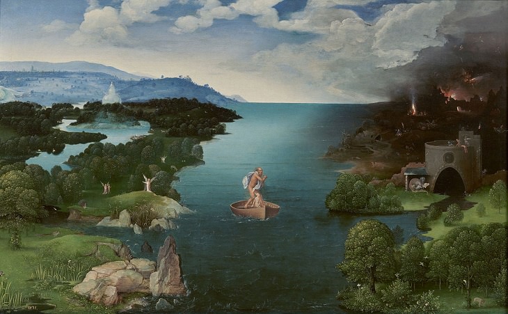 22 Pinturas Que Dieron Vida a Los Mitos y Leyendas Griegas "Charon cruzando el Styx", por Joachim Patinier, 1515-1524