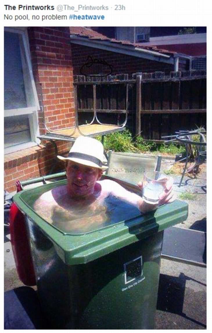 UK heatwave response funny no pool, no problem