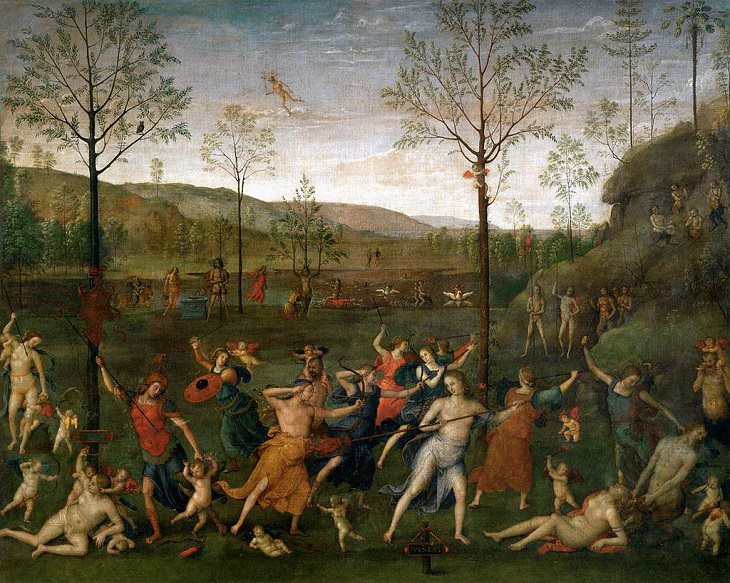 22 Pinturas Que Dieron Vida a Los Mitos y Leyendas Griegas "La batalla entre el amor y la castidad", de Pietro Perugino, 1503