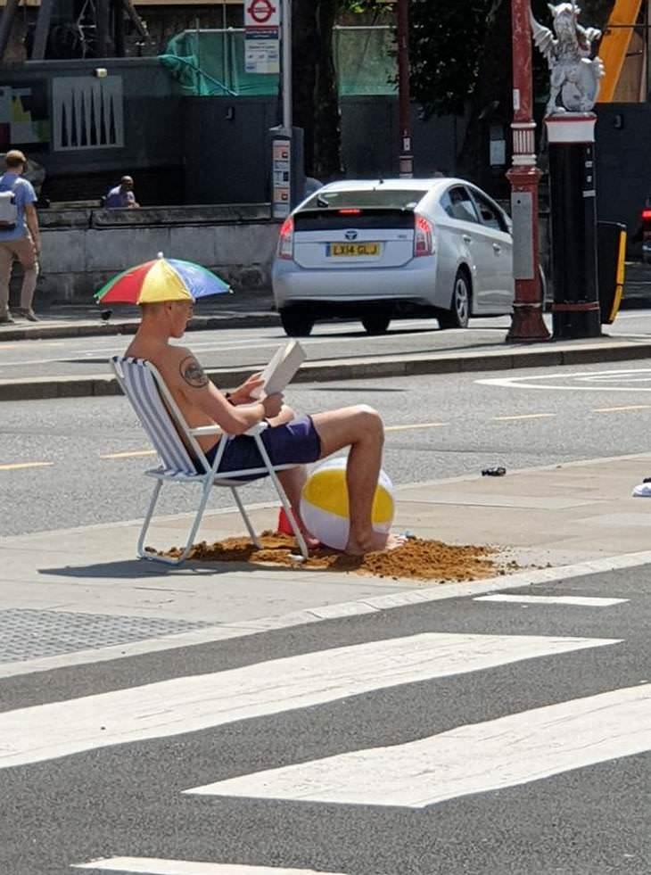 UK heatwave response funny beach chair