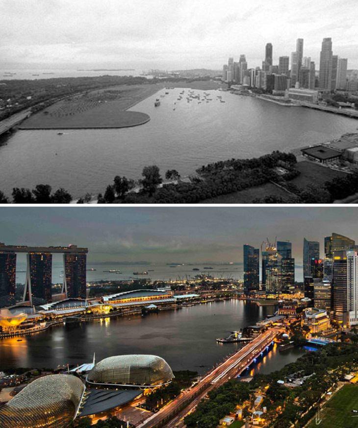 Fotos Antes y Ahora Singapur 2000 vs. ahora. ¡Esa es una transformación realmente impresionante!