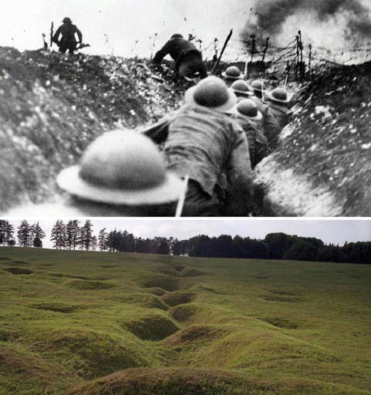 Fotos Antes y Ahora Aún quedan rastros de las trincheras de la Primera Guerra Mundial más de 100 años después.