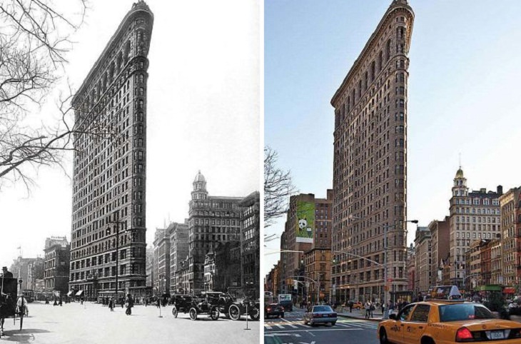 Fotos Antes y Ahora The Flatiron Building, Nueva York (1917 y 2012).