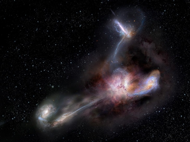  Galaxia W2246-0526, la galaxia más luminosa conocida del universo, 350 billones de veces más brillante que el sol