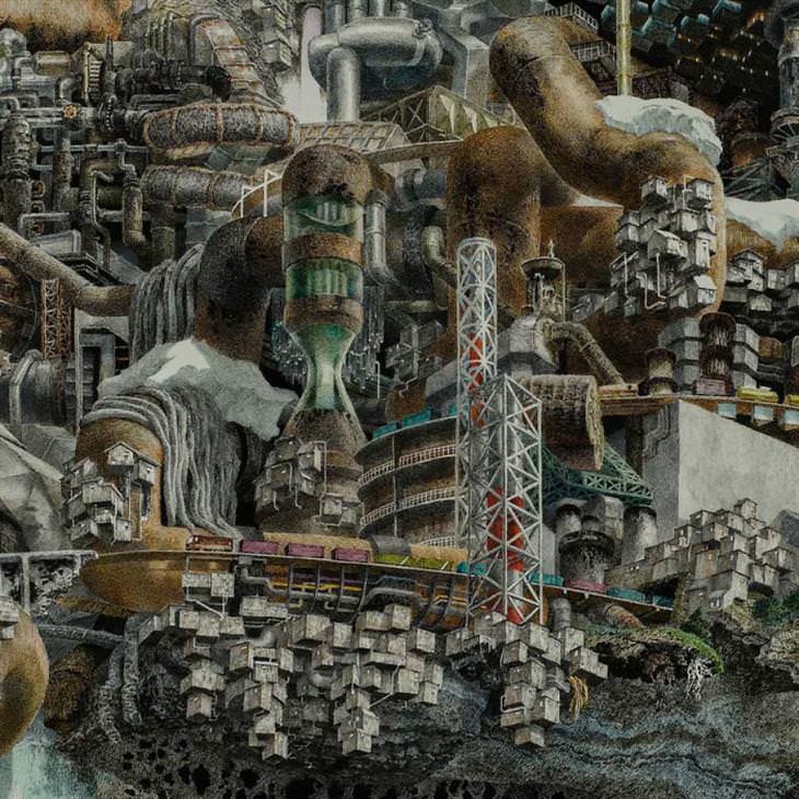 Las Enormes y Hermosas Pinturas De Manabu Ikeda fusión de reactor parte inferior
