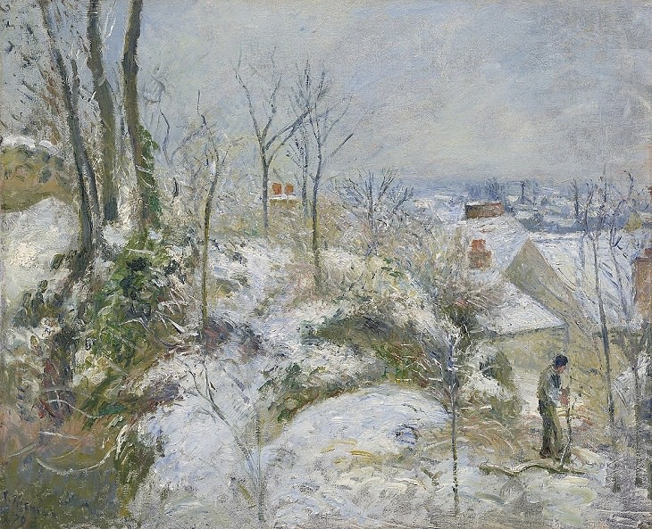 Arte de Camille La conejera, Côte Saint-Denis en Pontoise, Efecto de la nieve, 1879