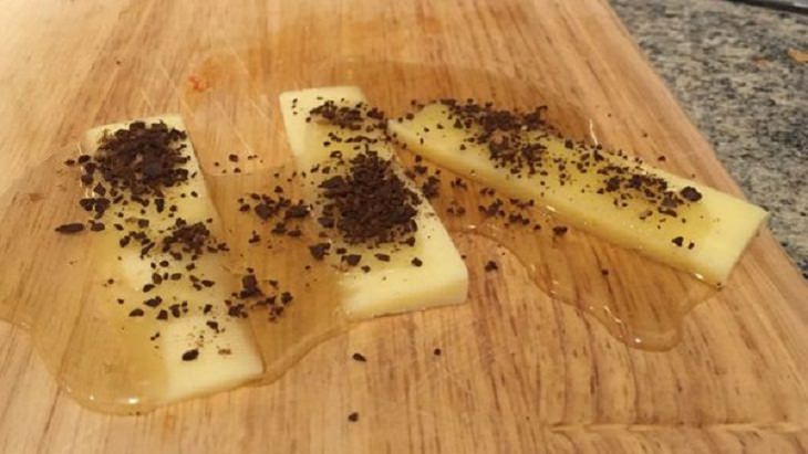 Weird Food Combinations, Cheese with honey and coffee.