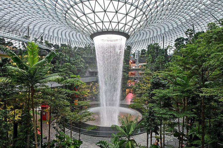 Hechos Mundiales El aeropuerto Changi de Singapur tiene la cascada interior más alta del mundo