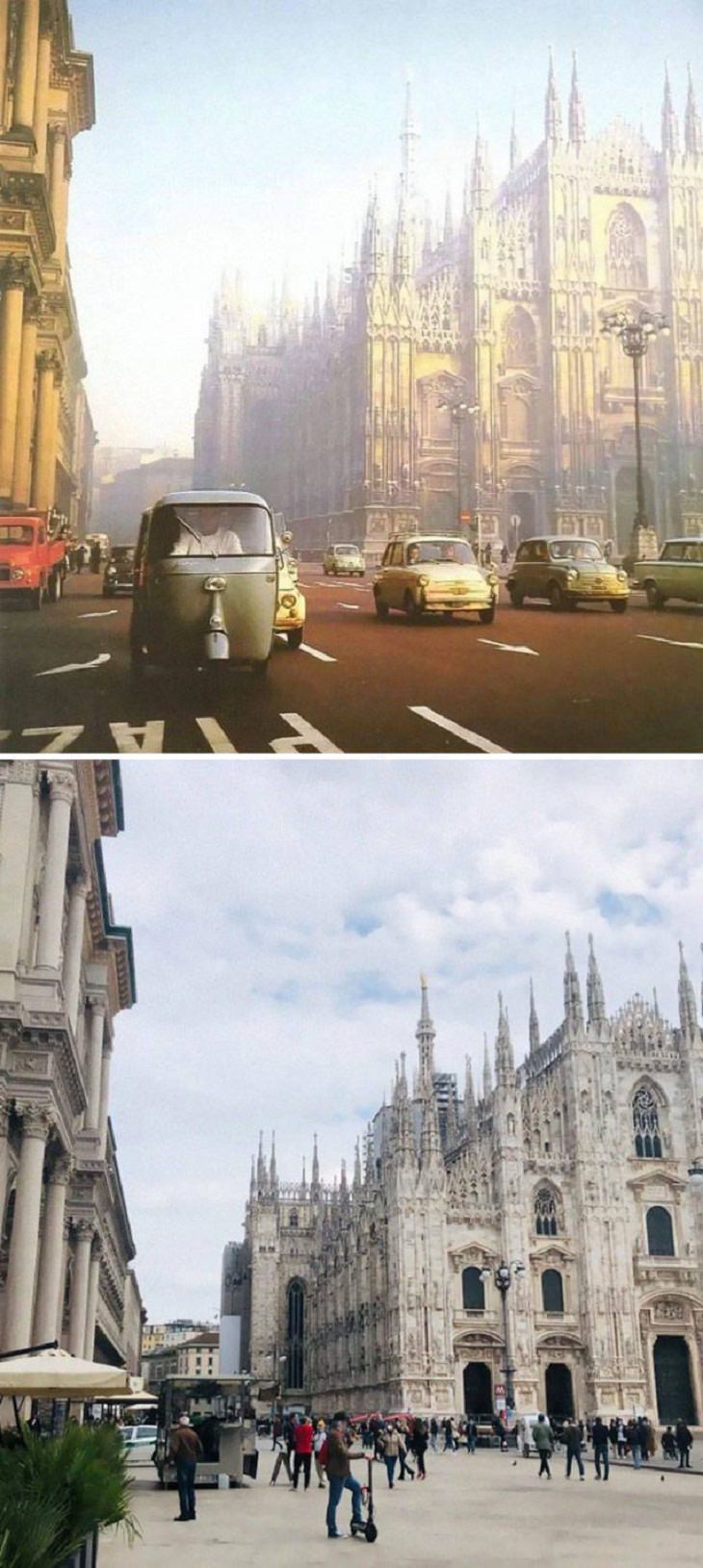 Milán, Italia: en la década de 1950 y en la actualidad