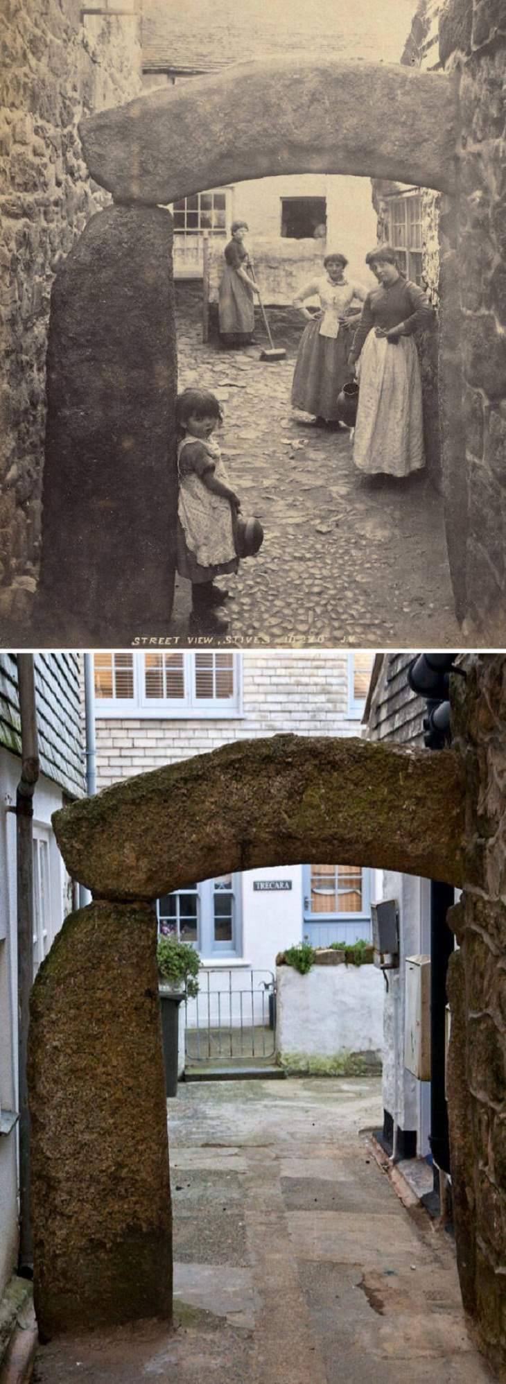 Hick's Court, St Ives, Inglaterra - 1888 y hoy