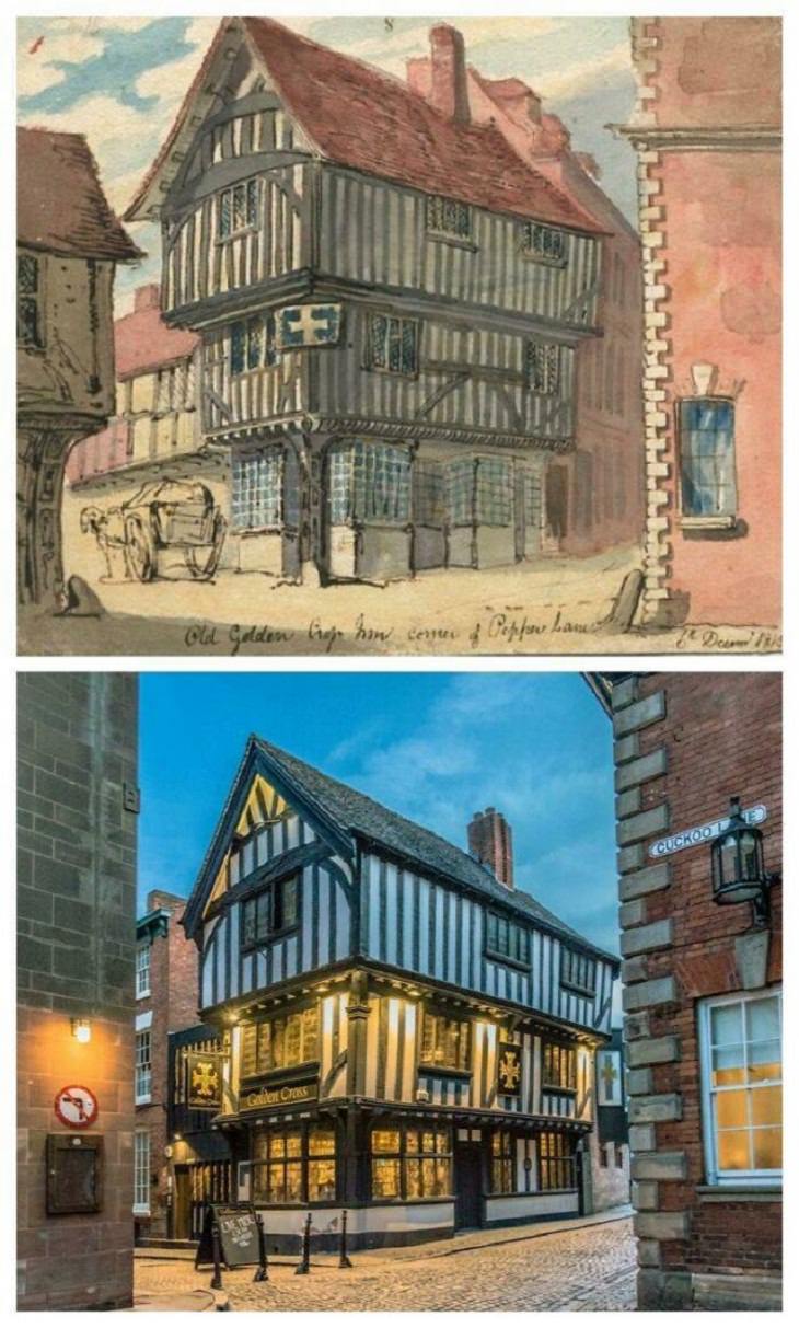 The Golden Cross Inn, Coventry - 1819 vs. ahora