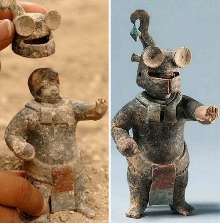 Objetos Antiguos figurilla de cerámica maya que tiene 1.500 años