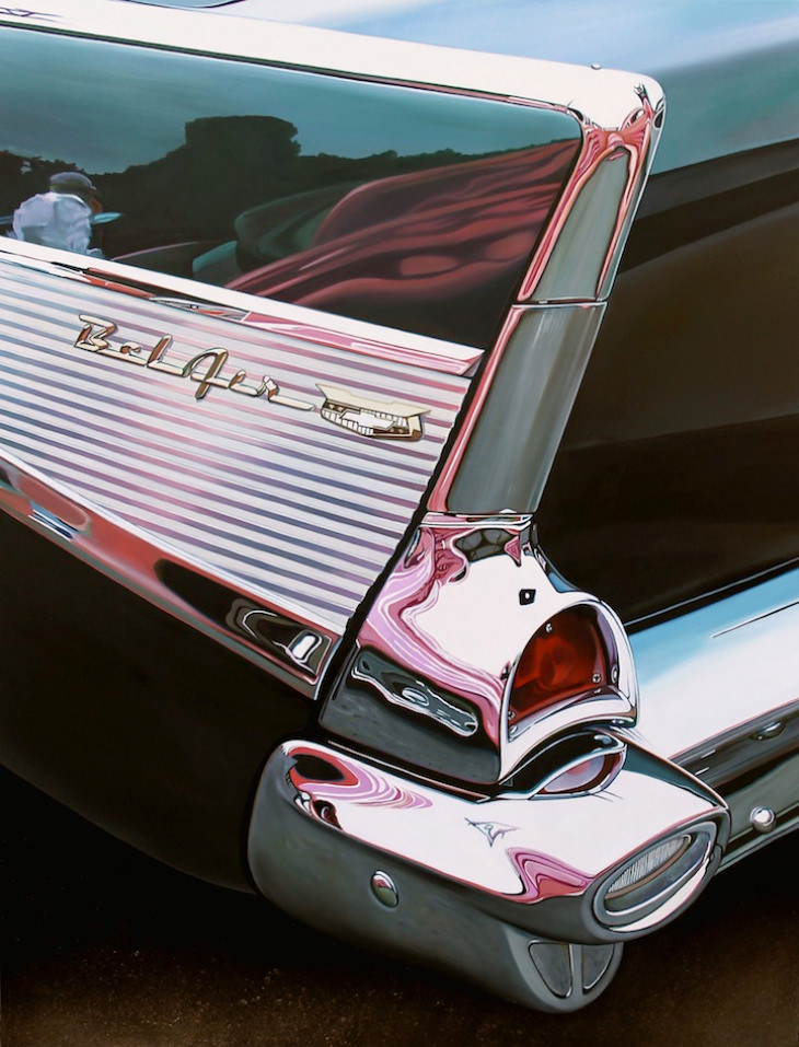 Cheryl Kelley pinturas hiperrealistas de coches de época 