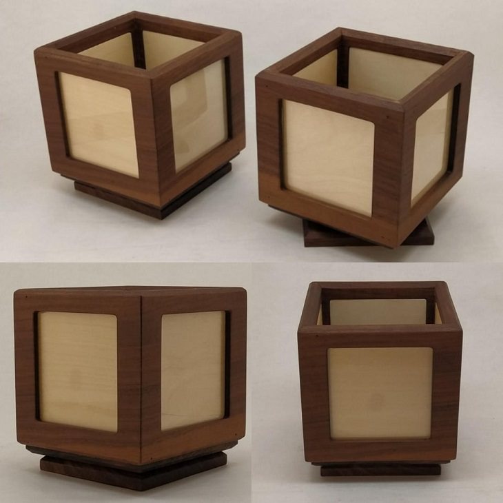 Arte En Madera Cubos de fotos de escritorio giratorios hechos de diferentes tipos de madera