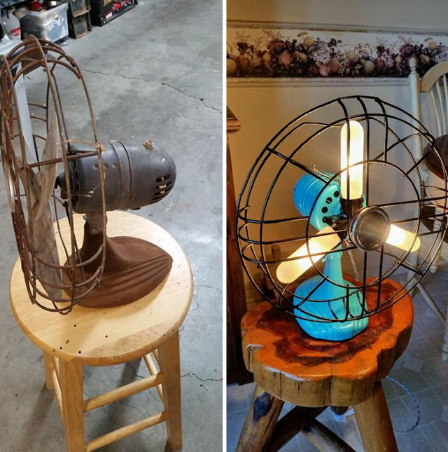 Proyectos De Reciclaje Lámpara hecha de un ventilador viejo
