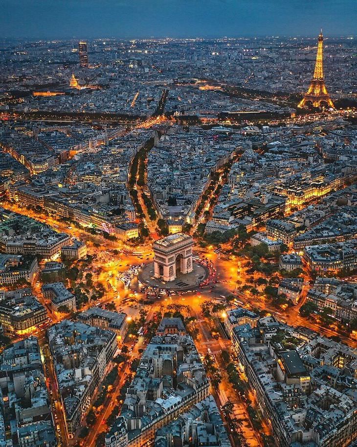 25 Fotos Aéreas Del Mundo Arco del Triunfo y des Champs-Élysées en París, Francia