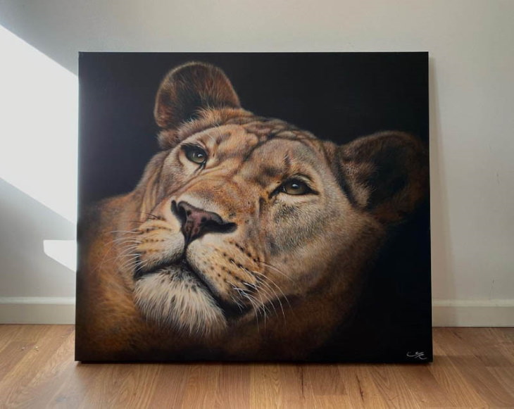 Pinturas Acrílicas De Grandes Felinos Una leona